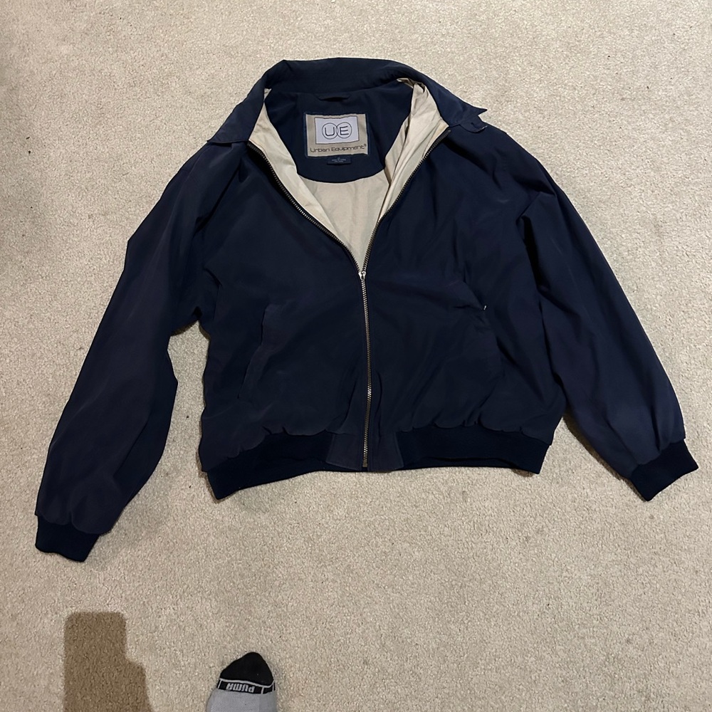 Equipment Blue Bomber Jacket Lightweight with Contrasting Collar